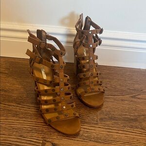 BCBGeneration Tan Strappy Heels